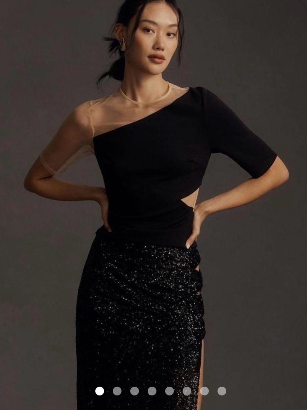 NWT Anthropologie Sunday in Brooklyn Ponte Mesh Mix Top Black Beige Size S